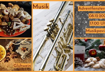 Eine festliche Collage mit Plätzchen, einem Musikstück und einem Glühwein-Gewürz. Unten rechts sind weitere Kekse und dekorative Elemente für die Adventszeit zu sehen.