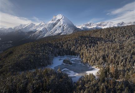 Möserer See Winter Drohnenaufnahme