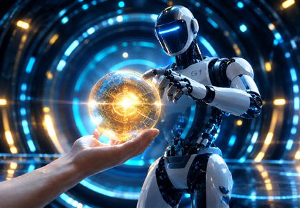 Roboter G1 und die leuchtende Energiekuge