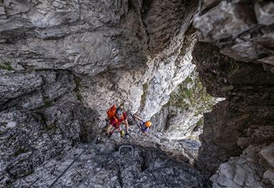 Aufstieg am Thyrsus-Klettersteig