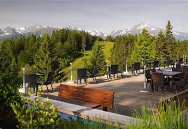 Terrace of the Sonnenalm on the Gschwandtkopf
