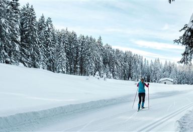Cross-country skiing on the Mundeknie-Loipe