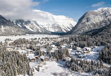 Winter aerial view of Leutasch