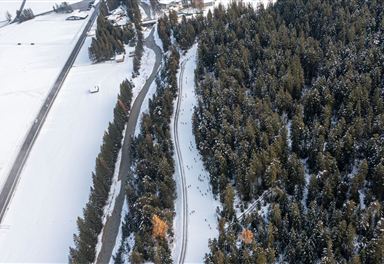 Snowfarmingloipe Leutasch aus der Luft