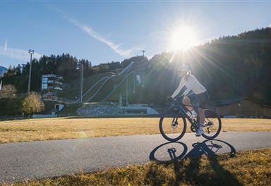 Road cycling on the roller ski track