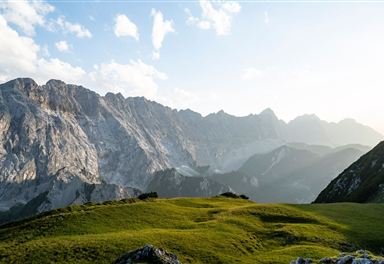 Alpine meadow in front of the Karwendelmassiv