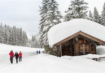 Weitwandern Etappe 2 Teilnehmer am Weg bei Huette